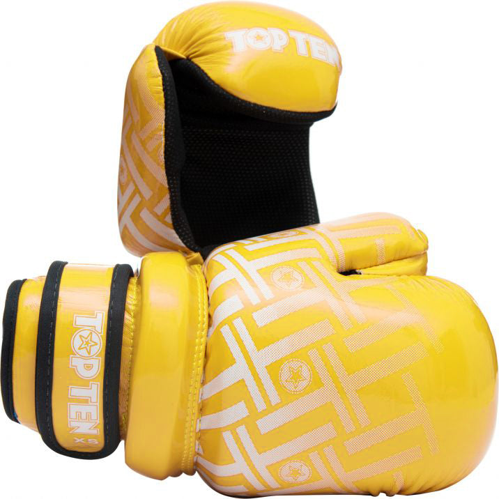 TOP TEN Glossy neon matte yellow /black Prism Pointfighter Open-Hand Gloves