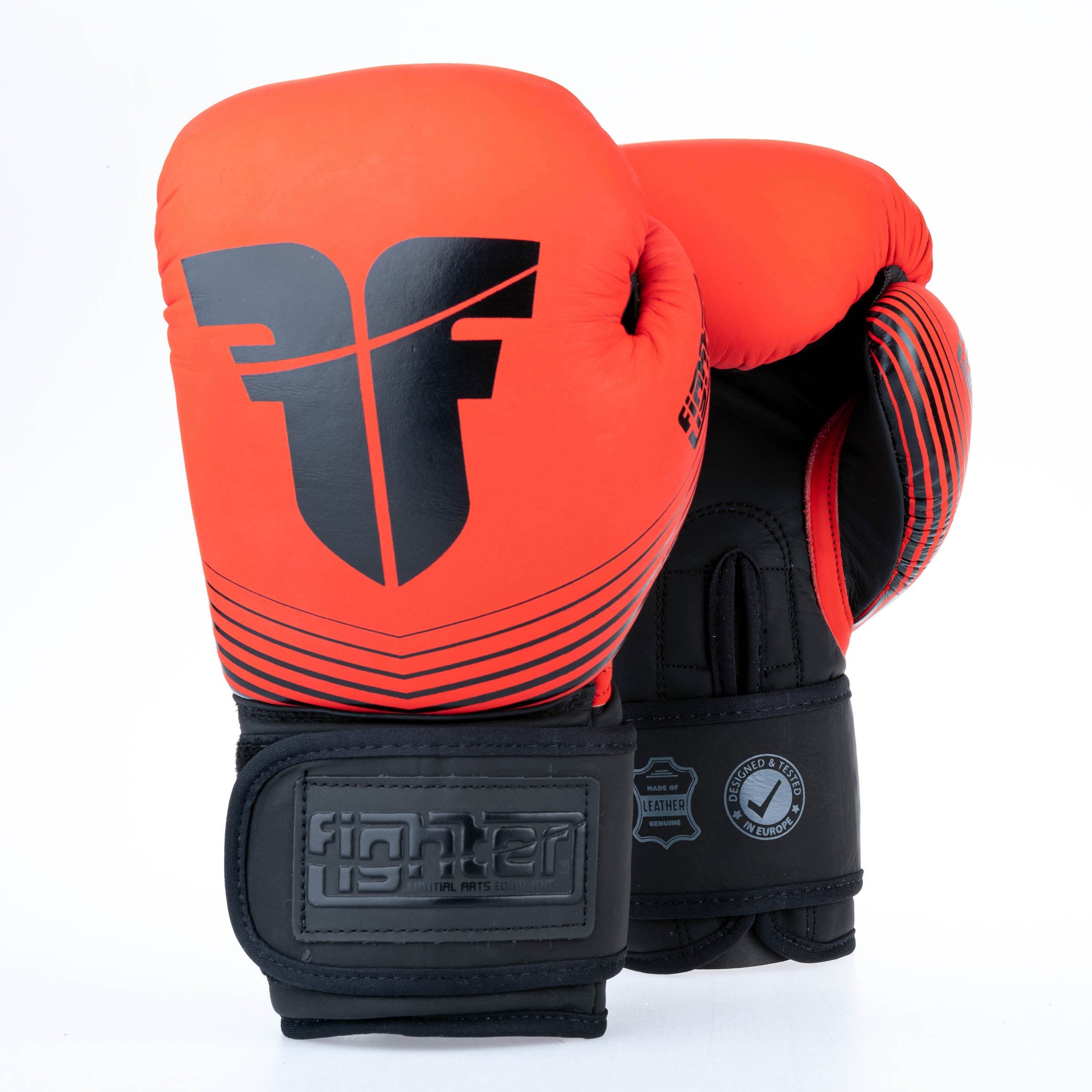 Fighter Boxing Gloves Split Stripes Red Black Red Black 12 oz