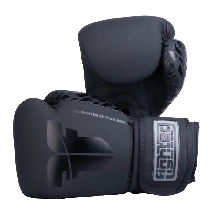 Guantes de boxeo Fighter Pro PU - negros, FBG-PRP-001