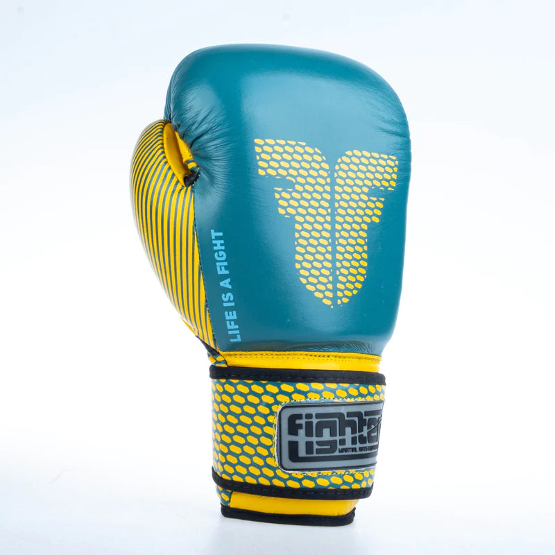 Guantes de boxeo de entrenamiento Fighter - azul/amarillo, FBG-TRN-003