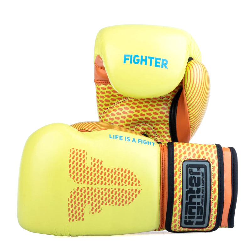 Guantes de boxeo de entrenamiento para luchadores, color amarillo/naranja, FBG-TRN-004