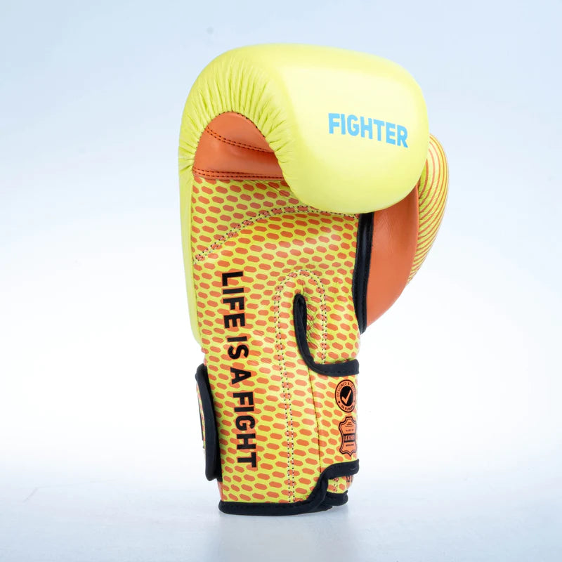 Guantes de boxeo de entrenamiento para luchadores, color amarillo/naranja, FBG-TRN-004