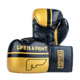 Guantes de boxeo de competición Fighter - negro/dorado, FBGF-002GL