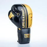 Guantes de boxeo de competición Fighter - negro/dorado, FBGF-002GL