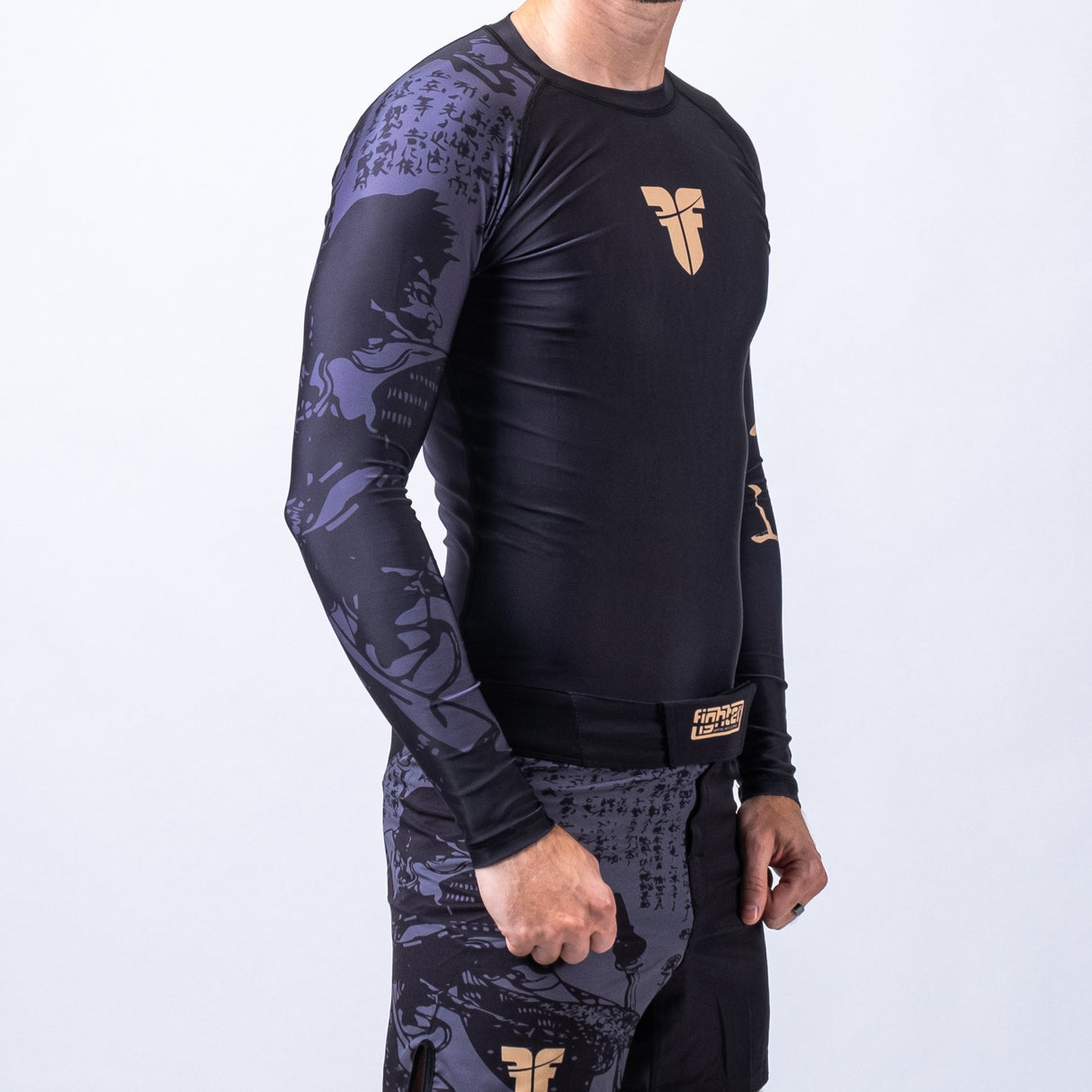 Camiseta Rashguard Fighter de manga larga, color negro, FRG-02