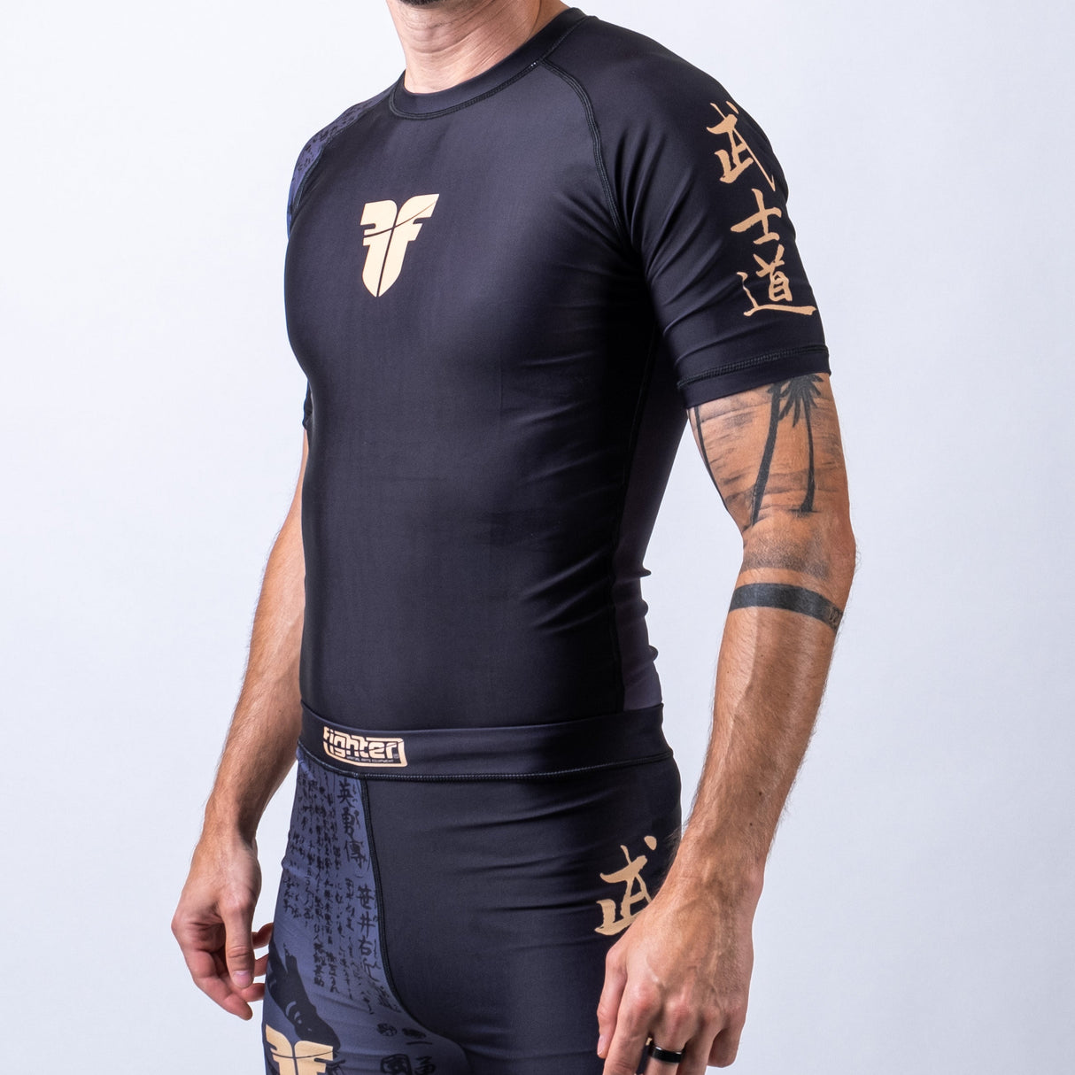 Fighter Rashguard Samurai Short Sleeve - black/gold, FRSG-SAM-01-SS