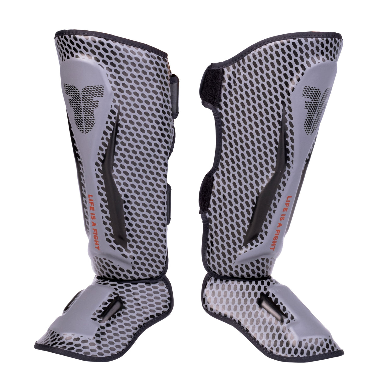 Fighter Shinguards Thai Ergo - grey/black/red, FSG-004ND3