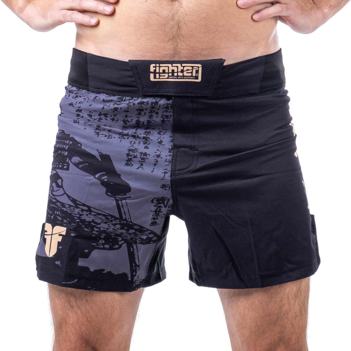 Pantalones cortos de combate MMA - La vida es una pelea - gris, FSHM-12