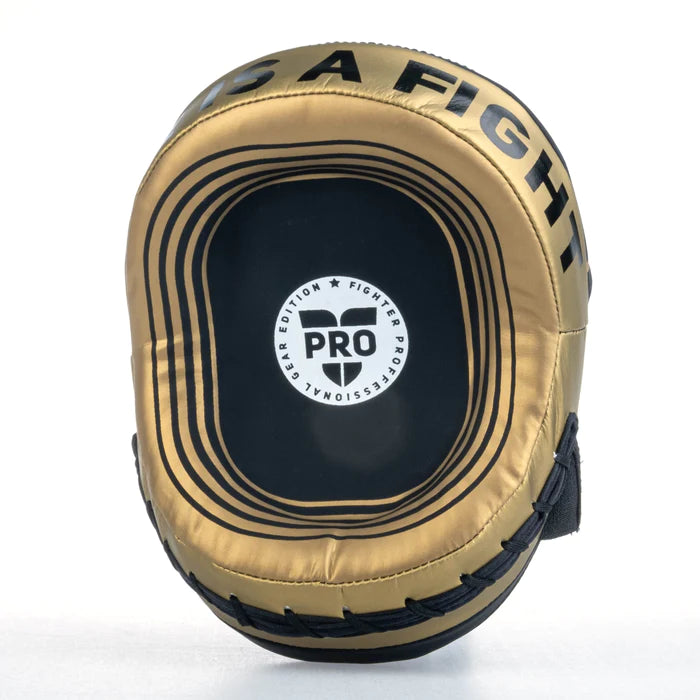 Escudo ovalado Fighter Pro pequeño, negro y dorado, FSMPR-002-BG