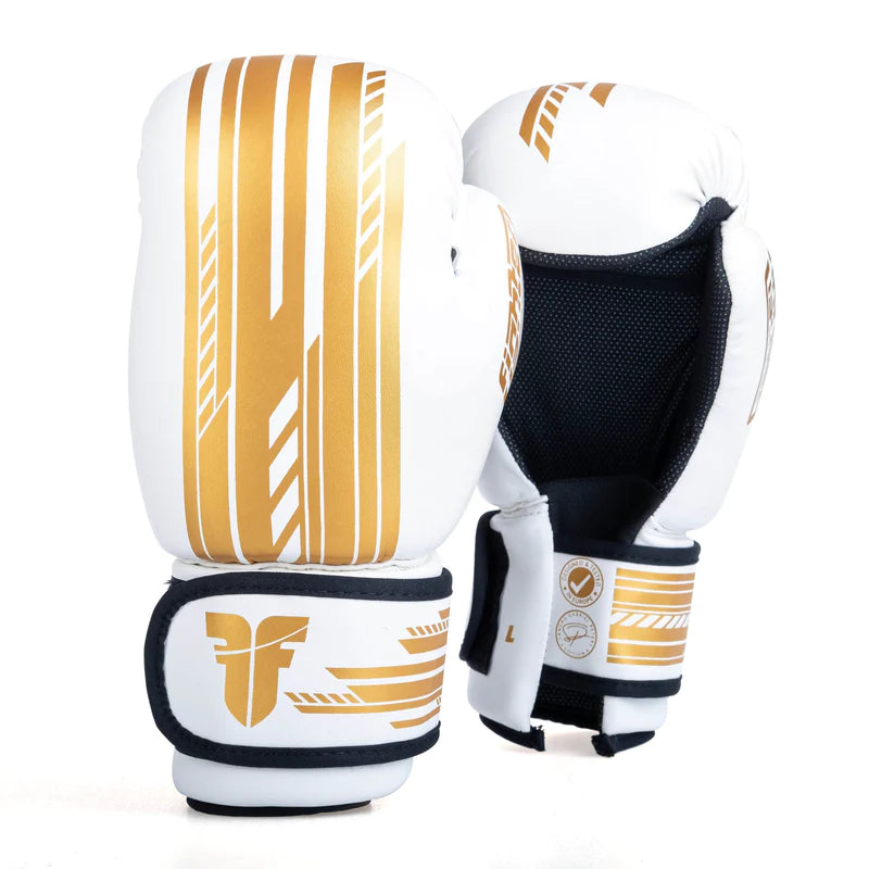 Guantes abiertos de combate Quick - Edición SGP - blanco/dorado