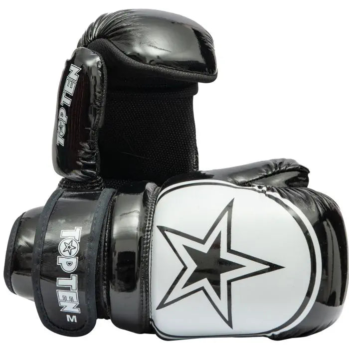 Top Ten Point-Stop Martial Arts Gloves Black/White Star, 21655-91