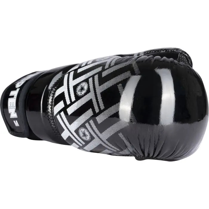 Guantes de mano abierta Prism Pointfighter en blanco y negro brillante TOP TEN