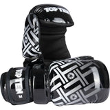 TOP TEN Glossy Black/White Prism Pointfighter Open-Hand Gloves