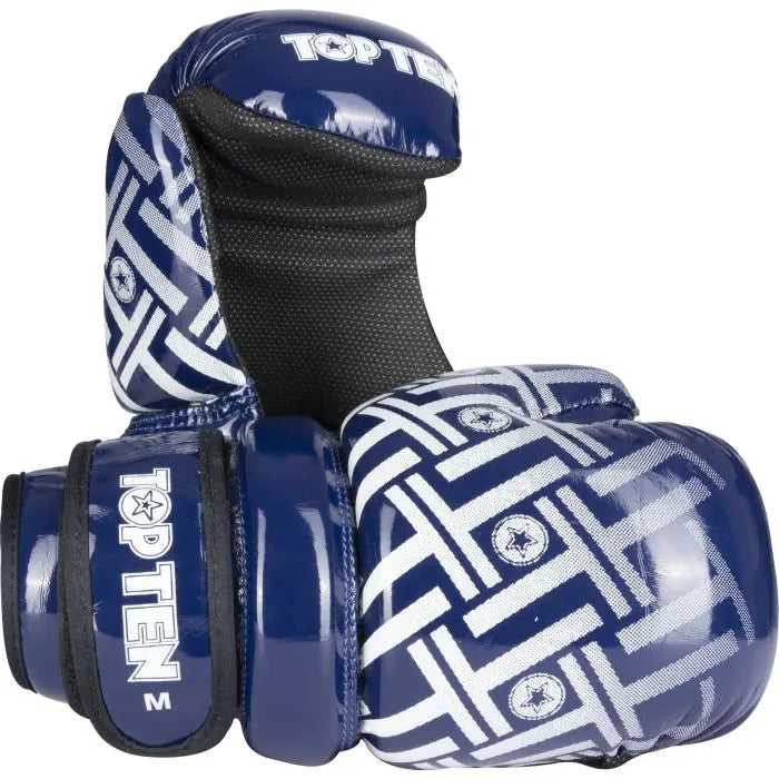 Guantes de mano abierta TOP TEN Prism Pointfighter en azul brillante y blanco