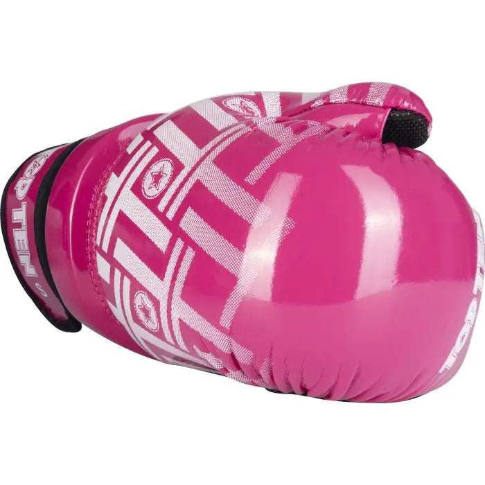 TOP TEN Glossy Pink/White Prism Pointfighter Open-Hand Gloves