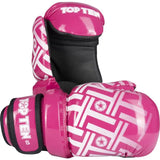 TOP TEN Glossy Pink/White Prism Pointfighter Open-Hand Gloves