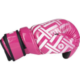 Guantes abiertos Prism Pointfighter TOP TEN en color rosa brillante y blanco