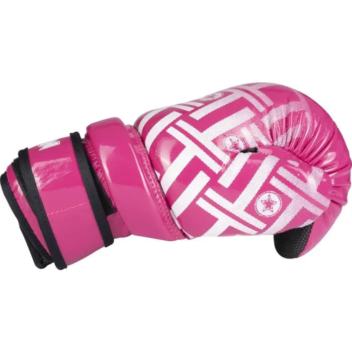 TOP TEN Glossy Pink/White Prism Pointfighter Open-Hand Gloves