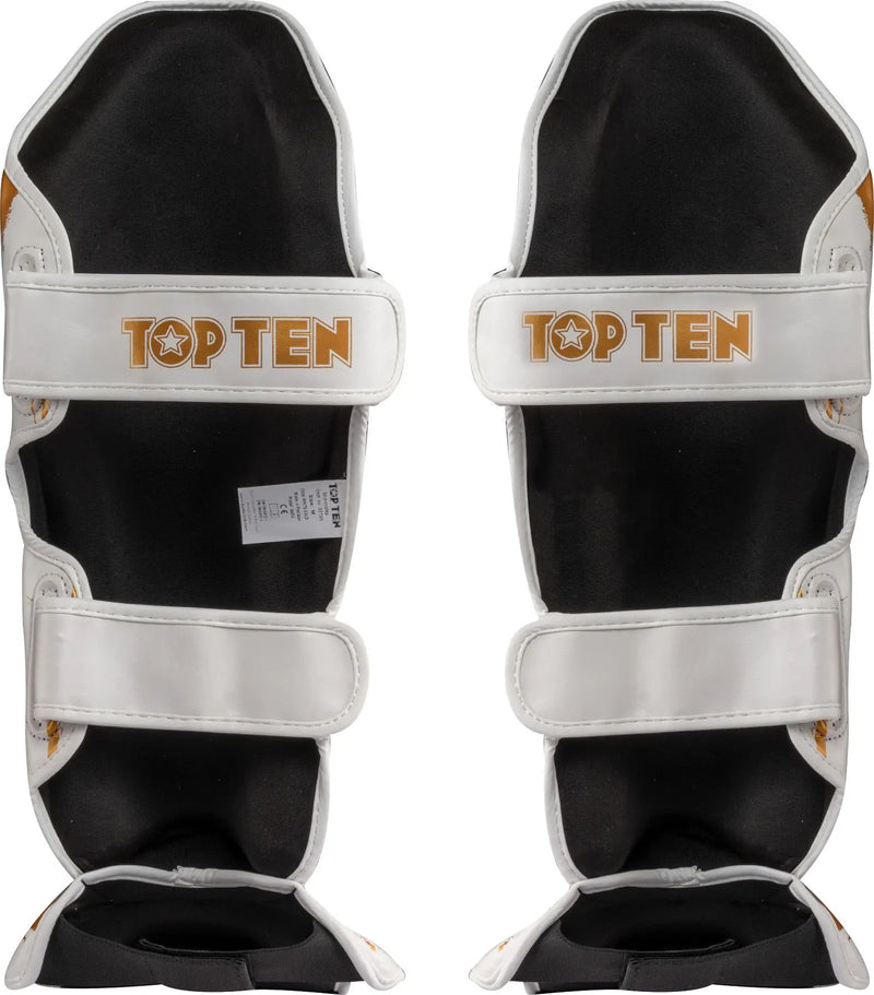 Top Ten Shin and Instep Guard “Power Ink" - white/gold