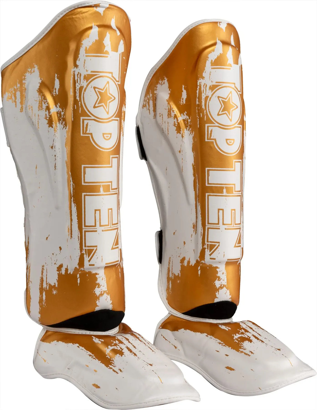 Top Ten Shin and Instep Guard “Power Ink" - white/gold