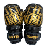 TOP TEN Glossy Black/Gold Prism Pointfighter Open-Hand Gloves