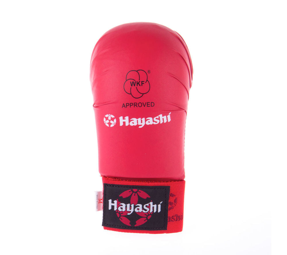 Hayashi WKF Open-Hand Karate Fist Protection Gloves - Red, 237-4