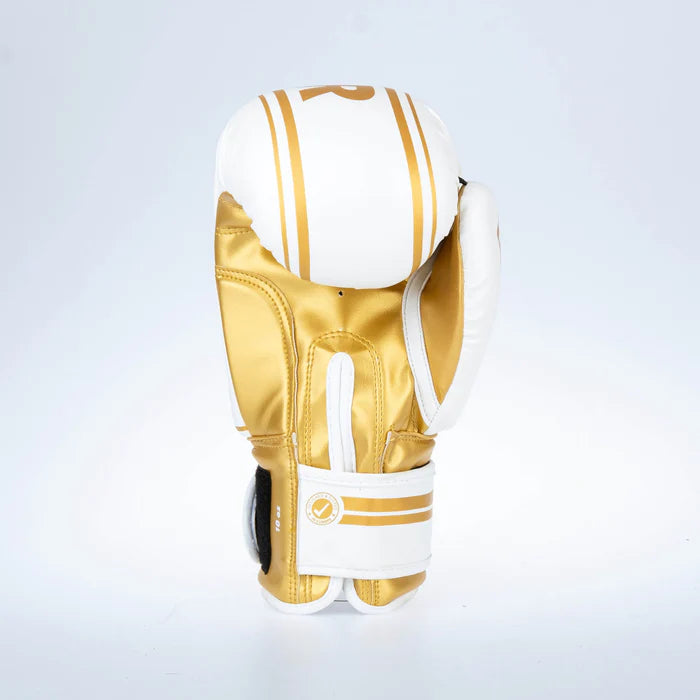 Fighter Boxing Gloves Basic Stripe - white/gold