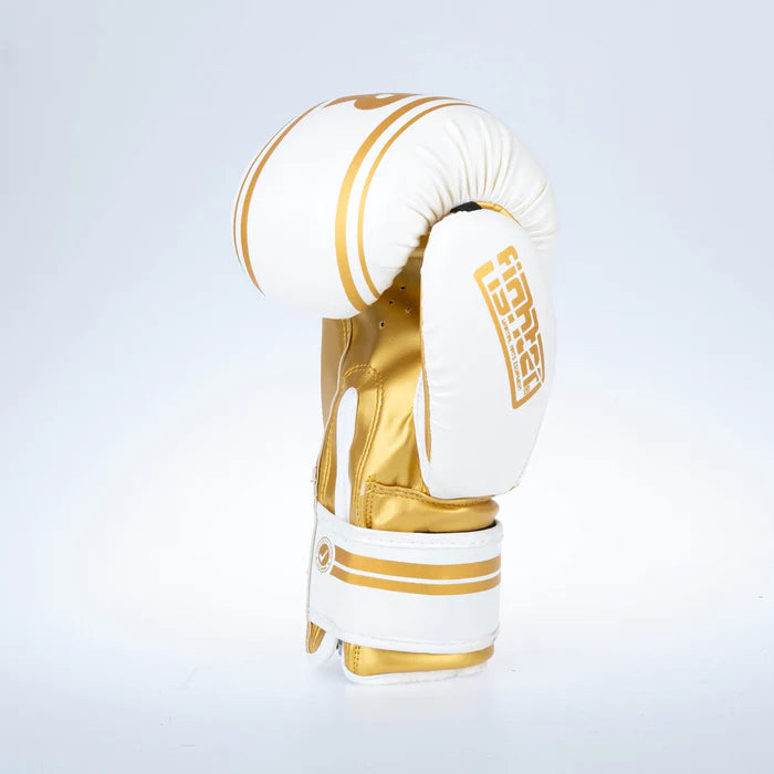 Guantes de boxeo Fighter Basic Stripe - blanco/dorado