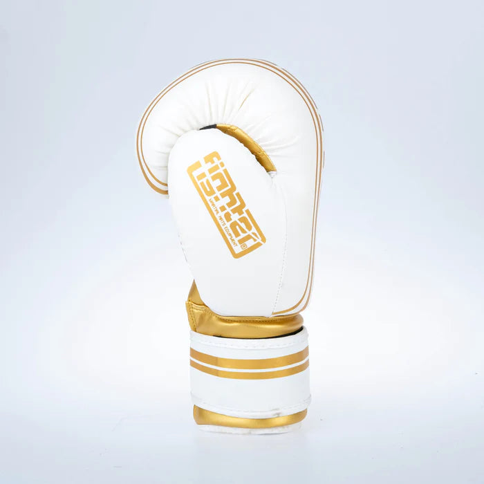 Guantes de boxeo Fighter Basic Stripe - blanco/dorado