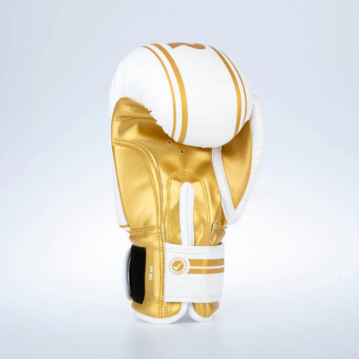 Fighter Boxing Gloves Basic Stripe - white/gold