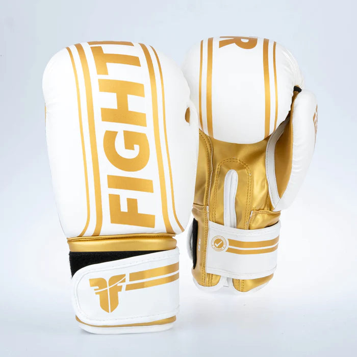 Guantes de boxeo Fighter Basic Stripe - blanco/dorado