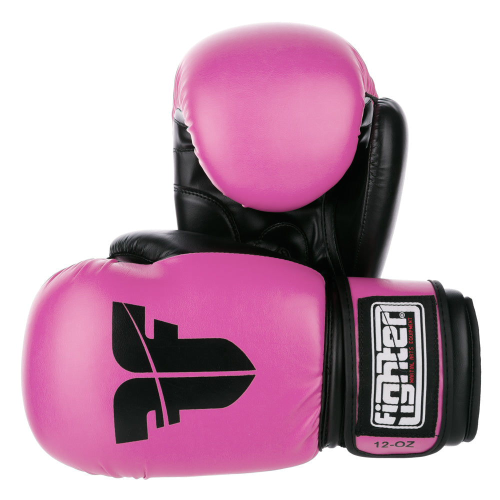 Guantes de combate básicos de PU Fighter, color rosa y negro, 1376APUBP