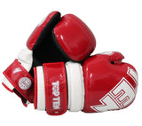 Guantes de mano abierta Pointfighter de color rojo brillante y blanco de WAKO TOP TEN, 21656-4