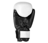 Guantes de boxeo básicos de piel sintética de PU Fighter, color blanco y negro 1376APUWB