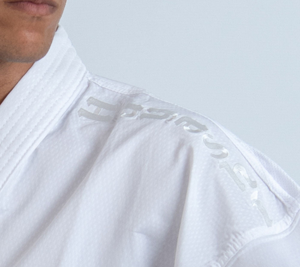 Hayashi Karate-gi blanco PREMIUM KUMITE 100 % poliéster ultraligero, 0473-1