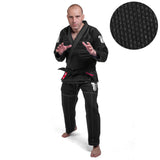 Gi de BJJ para luchadores, uniforme tejido Pearl, color negro, BJJBL-09