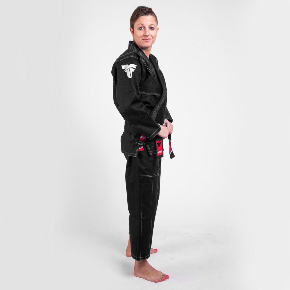 Gi de BJJ para luchadores, uniforme tejido Pearl, color negro, BJJBL-09