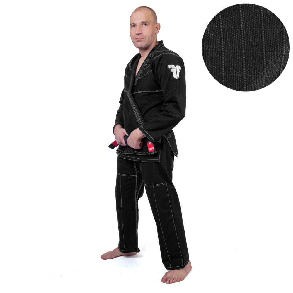 Uniforme de kimono de lucha BJJ Ripstop, color negro, BJJBL-06