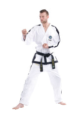 TOP TEN ITF Taekwon-do  Instructor Uniform - Premium Gold Dobok - White/Black, 16782-1 ( 4th - 6th Dan)