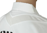 Uniforme de instructor de taekwon-do TOP TEN ITF - Dobok dorado premium - Blanco/negro, 16782-1 (4.º - 6.º Dan)