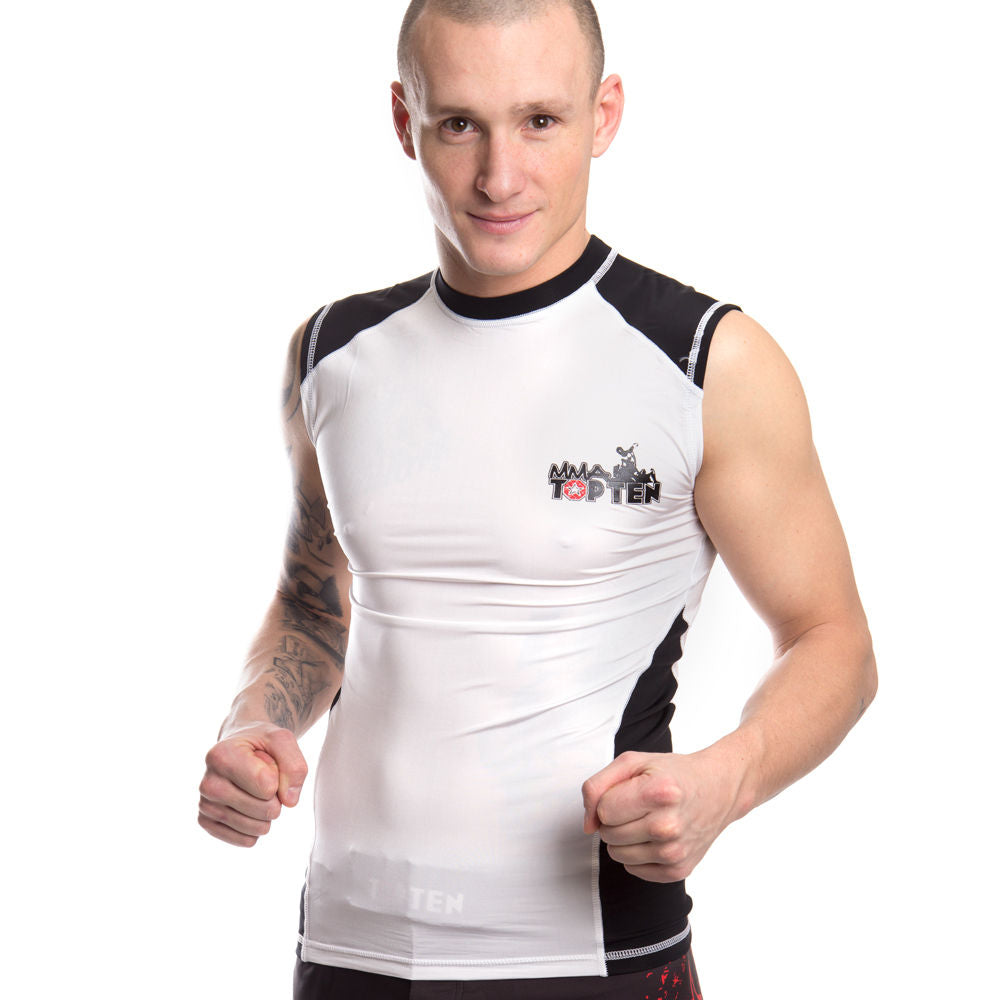 Camiseta sin mangas TOP TEN Rash Guard - blanco/negro, 1414-1