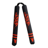 Nunchaku de dragón suave de combate, negro y rojo