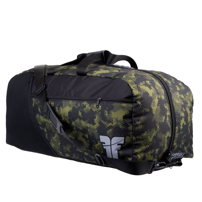 Mochila o bolsa deportiva Fighter: diseño de panal de abeja con camuflaje verde