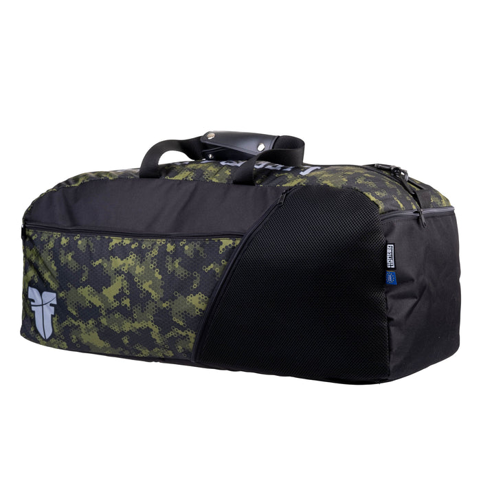 Mochila o bolsa deportiva Fighter: diseño de panal de abeja con camuflaje verde