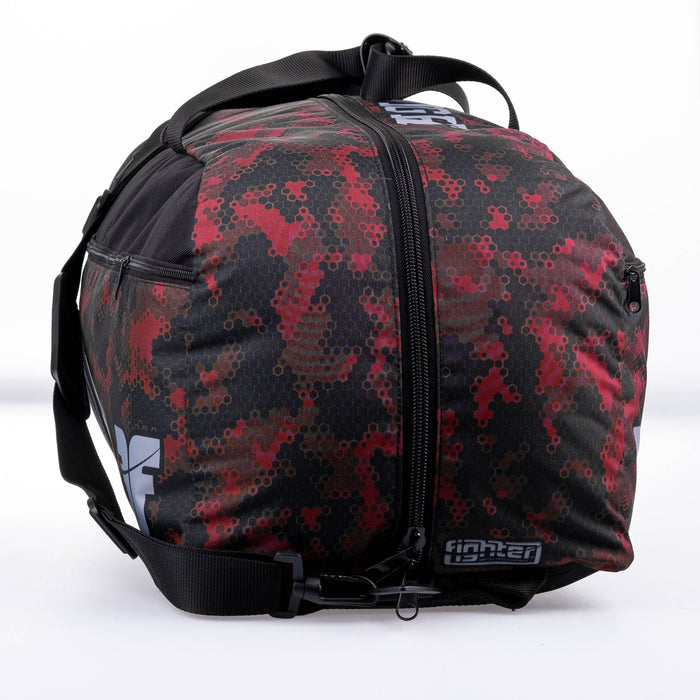 Mochila o bolsa deportiva Fighter: diseño de panal de abeja con camuflaje rojo