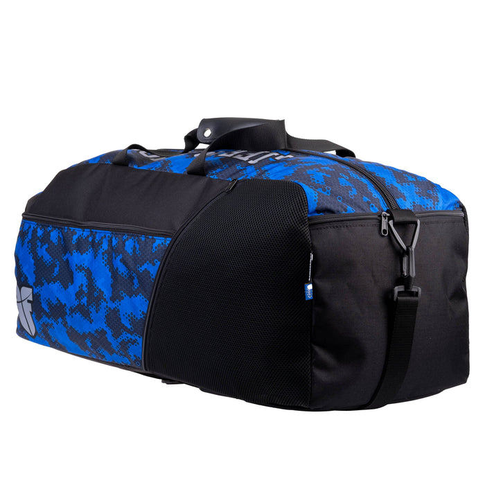 Mochila o bolsa deportiva Fighter: diseño de panal de abeja con camuflaje azul