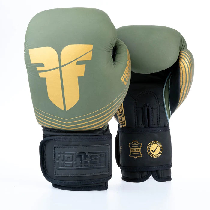 Guantes de boxeo Fighter SPLIT Stripes - caqui/dorado