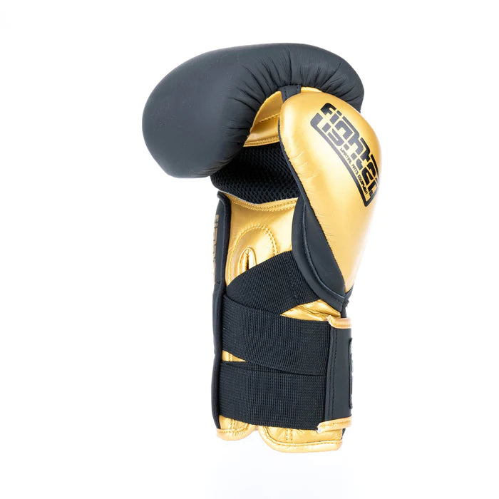 Guantes de boxeo de ajuste seguro Fighter - negro/dorado