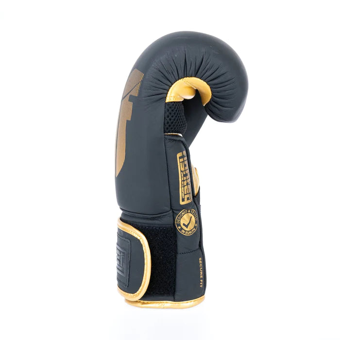 Guantes de boxeo de ajuste seguro Fighter - negro/dorado