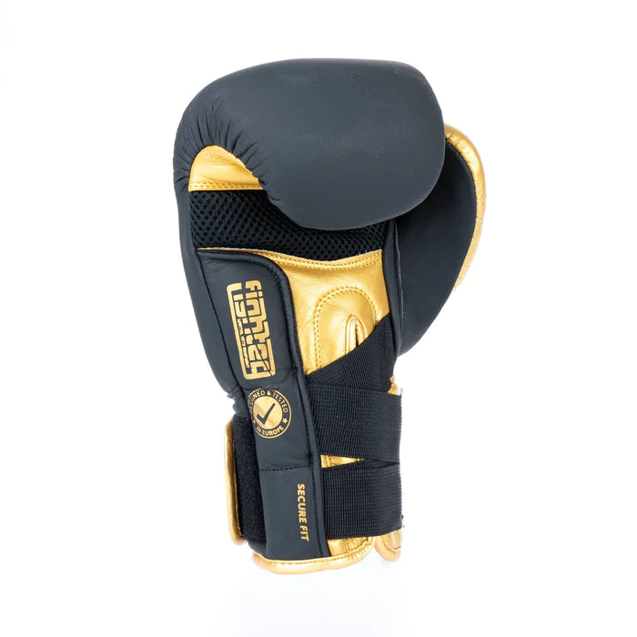 Guantes de boxeo de ajuste seguro Fighter - negro/dorado